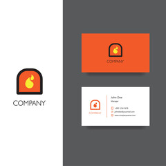 Fireplace services or selling company logo and business card template