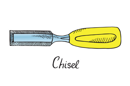 Chisel, hand drawn doodle sketch in pop art style, vector color  illustration