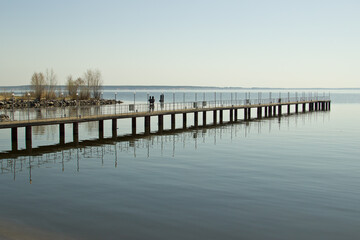Obraz premium Pier in the river port of Ulyanovsk.
