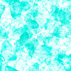 Fototapeta na wymiar Seamless pattern with abstract watercolour butterflies on teal branches