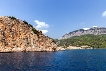 Fototapeta na wymiar Island, rock and Mediterranean sea