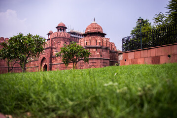 Fototapeta na wymiar India travel tourism background -Red Fort World Heritage Site. Delhi, India