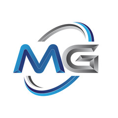 Simple initial letter logo modern swoosh MG - obrazy, fototapety, plakaty