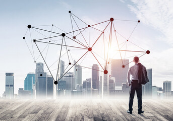 International business networking and social connection against 