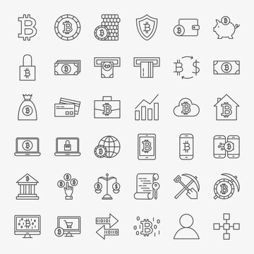 Bitcoin Line Icons Set