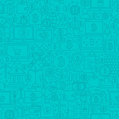 Fototapeta premium Blue Cryptocurrency Line Tile Pattern