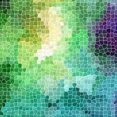 abstract nature marble plastic stony mosaic tiles texture background with white grout - fresh spring green, blue, purple and yellow multicolor