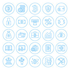 Fototapeta premium Line Circle Bitcoin Icons