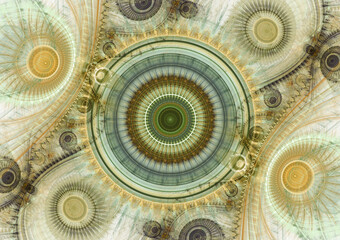 Fractal steampunk background, cool mechanism illusration