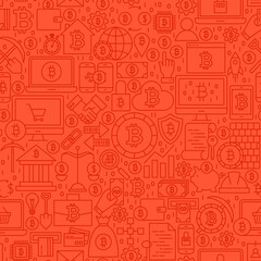 Red Line Bitcoin Seamless Pattern