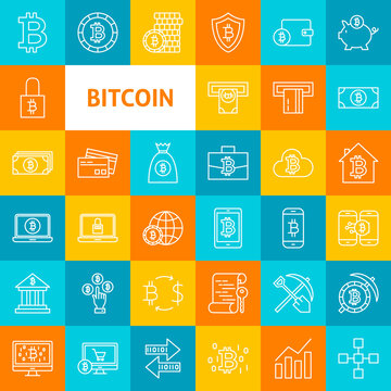 Vector Line Bitcoin Icons