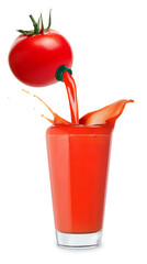 tomato juice pours from tomato