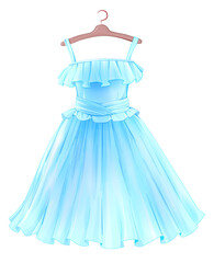 Festive  blue dress for girl. Princess style - 157148774