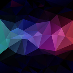 vector abstract irregular polygon background with a triangle pattern in dark multi color - rainbow strip in the middle