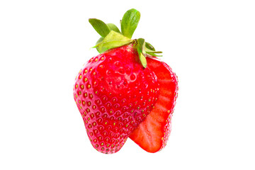 Cut strawberries isolation