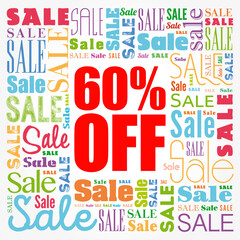 60% OFF Sale words cloud, business concept background