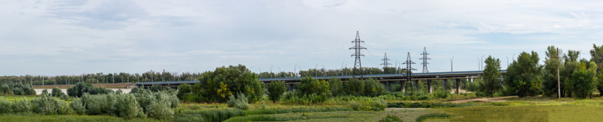 Road bridge passing through the field