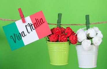 Italy flag and text Italian Republic Holiday card 