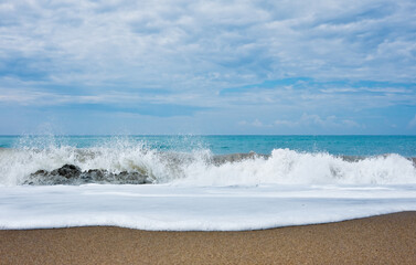 Big wave of Mediterranean Sea. Belek. Turkey