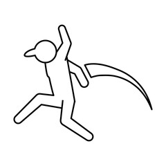 line pictogram man jumping up concept, vector illustration