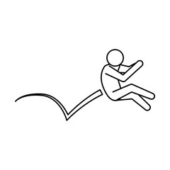 line pictogram man jumping up concept, vector illustration