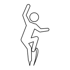 line pictogram man jumping up concept, vector illustration