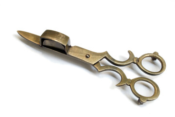 Antique brass candle snuffer wick trimmer scissors