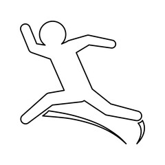 line pictogram man jumping up concept, vector illustration