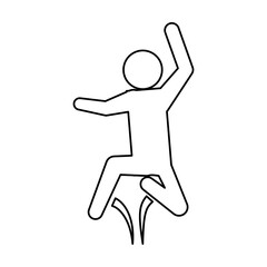 line pictogram man jumping up concept, vector illustration