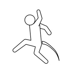 line pictogram man jumping up concept, vector illustration