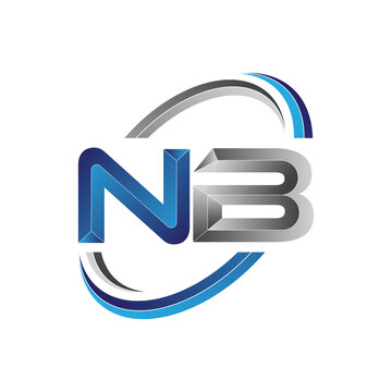 Simple initial letter logo modern swoosh NB