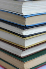 textbooks laid out on the table