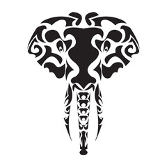 elephant tribal icon flat black