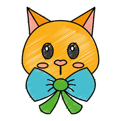 Obraz premium cute cat icon over white background. vector illustration
