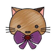 cute cat icon over white background. vector illustration