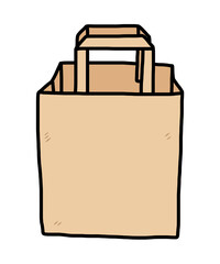 brown paper bag / cartoon vector and illustration, hand drawn style, isolated on white background.
