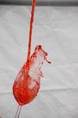 red wine water fill in wine glass 