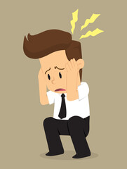 businessman have a headache because of the problem