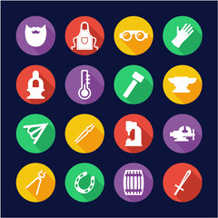 Blacksmith Icons Flat Design Circle