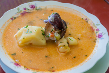 Clam soup in Peru