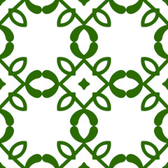 Green luxury background seamless with ornamental pattern on white