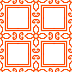 Orange luxury background seamless with ornamental pattern on white