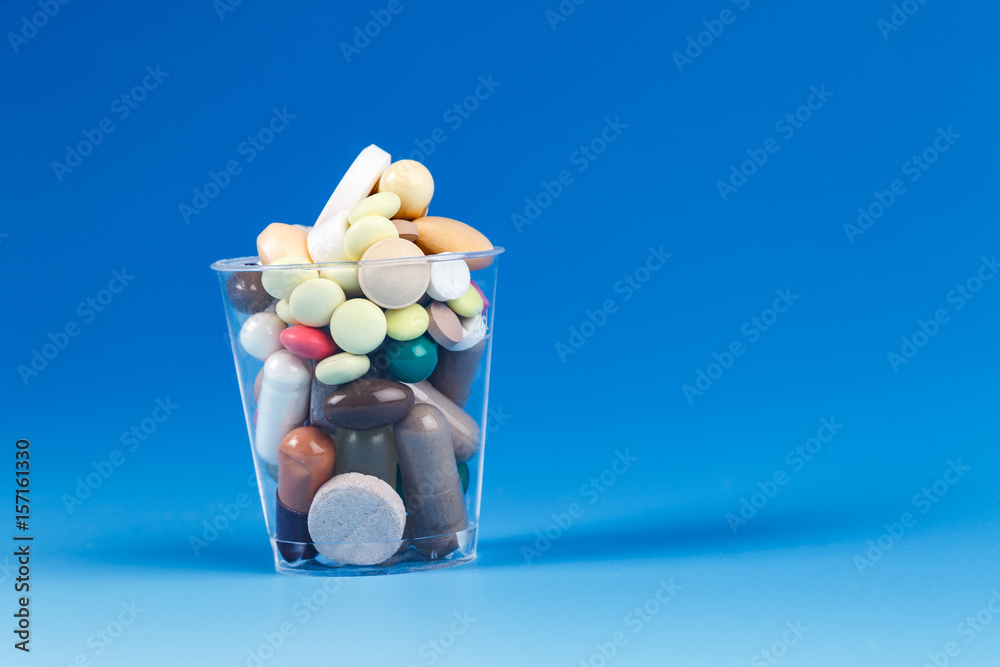 Sticker tablets and capsules, vitamins, micro elements, analgesics and antibiotics