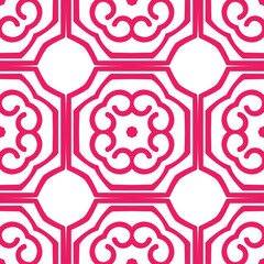 Pink luxury background seamless with ornamental pattern on white
