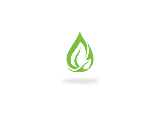 Eco Water Drop Leaf Logo