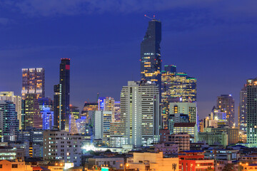 
high view of city in night time