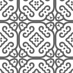 Grey luxury background seamless with ornamental pattern on white