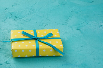 Yellow white polka dot box