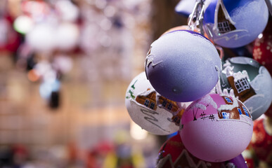 A shop selling various gifts at the traditional Christmas markets at the Old Towns Square in Prague, Czech republic