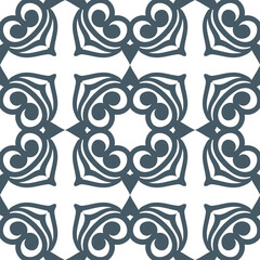 Grey luxury background seamless with ornamental pattern on white